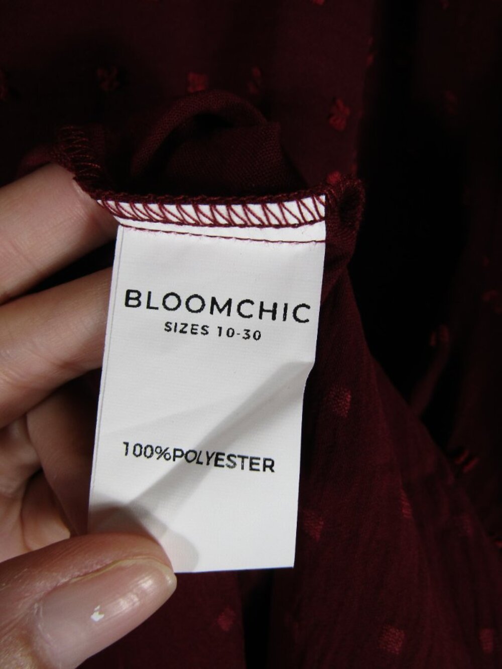 Bloomchic Burgundy Ruffle Sleeve Top Women's Plus Size 28 - Picture 5 of 7